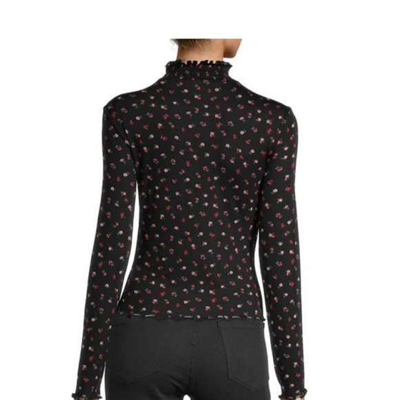 Floral Print Mockneck Crop Top - Picture 5 of 6